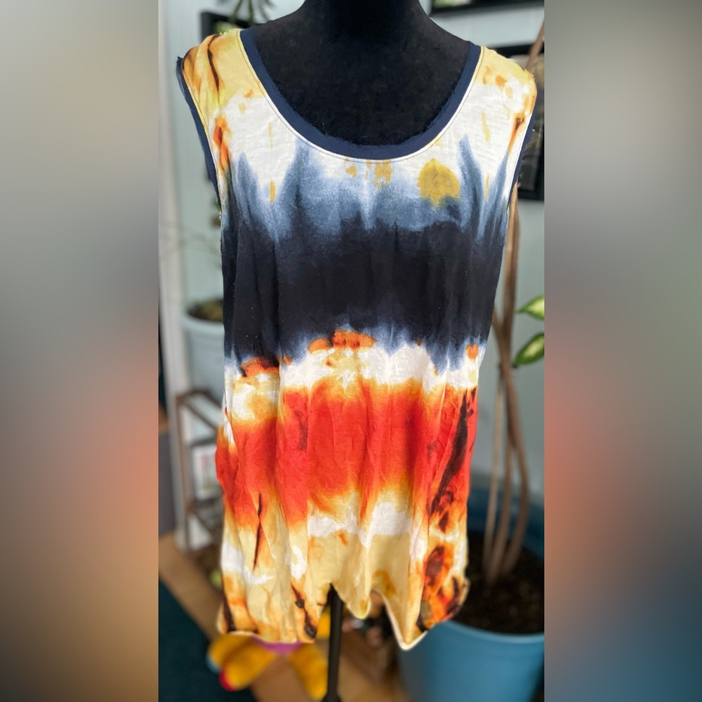 Simply Vera Wang Women Tank Top Tie Dye Sleeveless Size Large